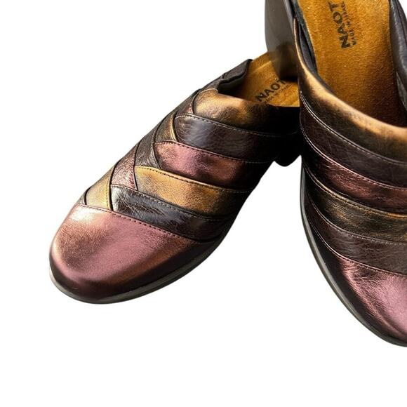 NWOT NAOT -women’s 9/40 leather slip on metallic multicolored mules - Picture 3 of 8